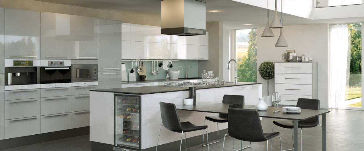 Firbeck Supergloss White and Supergloss Light Grey Kitchen